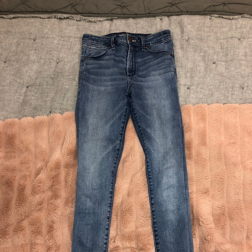 Light Wash High Rise Denim Super Skinny Jeans